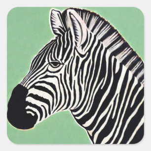 Zebra Square Sticker Fyrkantigt Klistermärke