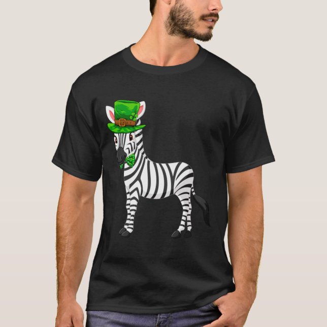 Zebra St Patrick S Day With A Leprechaun Hat Long  T Shirt (Framsida)