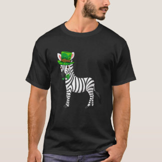 Zebra St Patrick's Day med Leprechaun Hat Long T Shirt