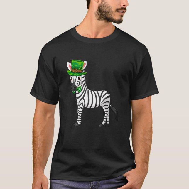 Zebra St Patrick's Day med Leprechaun Hat Long T Shirt (Framsida)