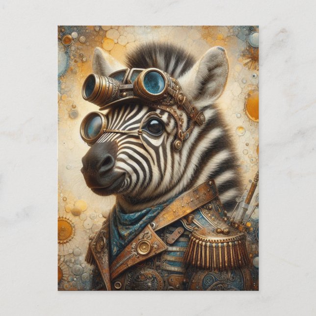 Zebra Steampunk Vykort (Framsida)