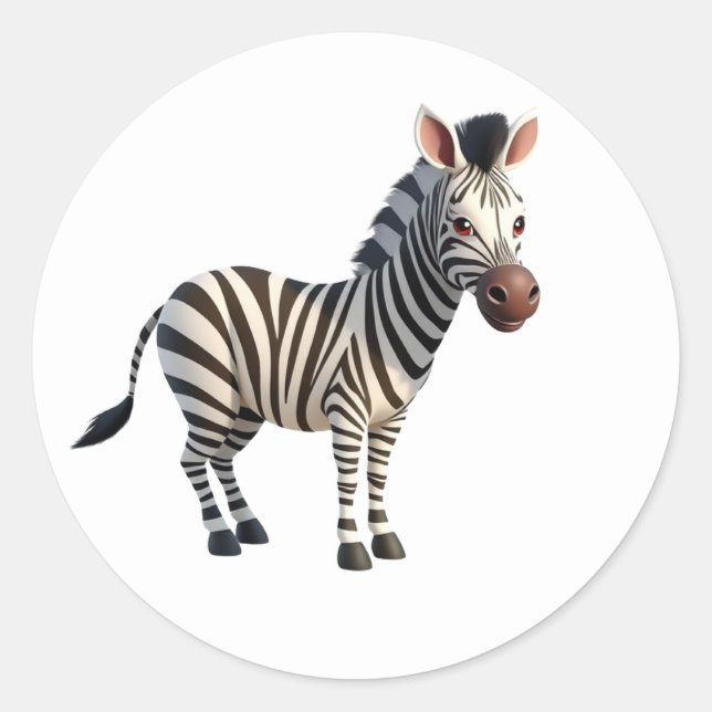 Zebra Stickers Runt Klistermärke (Framsida)