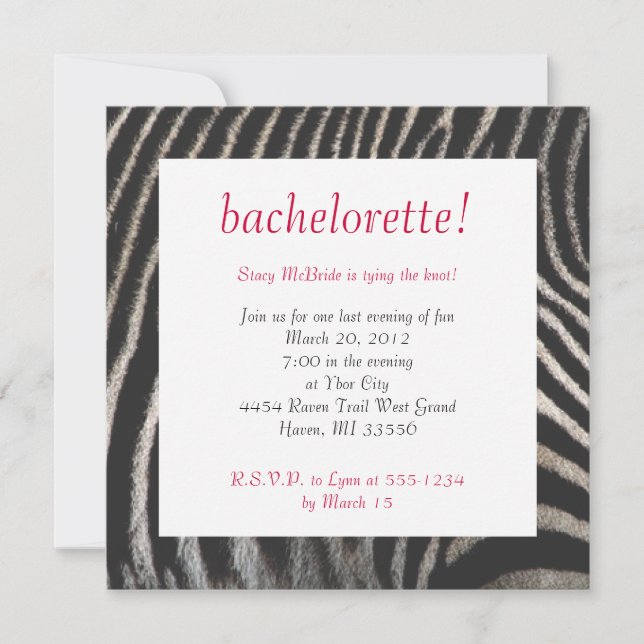 Zebra Stil Inbjudan (Framsida)