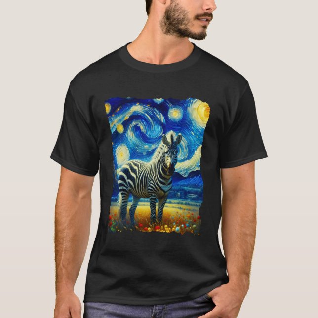 Zebra Stjärnkväll Zebra T Shirt (Framsida)