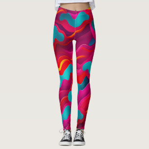 Zebra Strides vinkarare Rosa Navy Rainbow Mönster Leggings