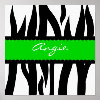 Zebra Stripe Mönster Personlig Namn Poster
