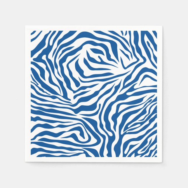 Zebra Stripes Blue And White Wild Animal Print Pappersservett (Framsidan)