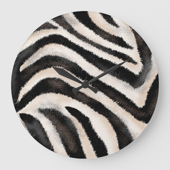 Zebra Struktur: Hand Teckning, Afrika. Stor Klocka (Framsida)