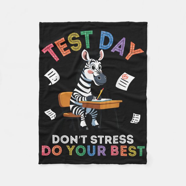 Zebra Student testdag Stressa inte göra din bästa  Fleecefilt (Framsidan)