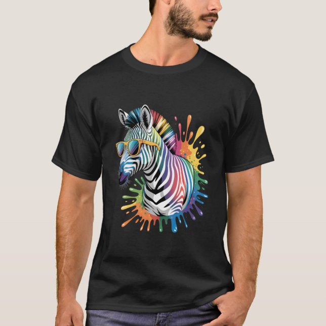 Zebra Sunglasses Artwork African Animal Lover Safa T Shirt (Framsida)