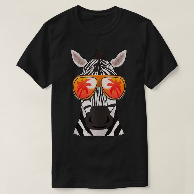 Zebra Sunglasses Beach Summer Bassäng Party Zebra T Shirt (Design framsida)