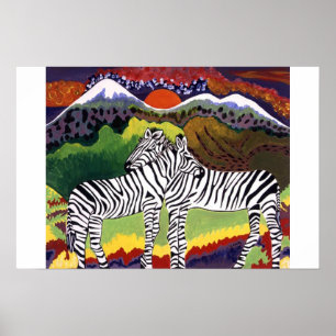 ZEBRA SUNSET, African Collection Poster