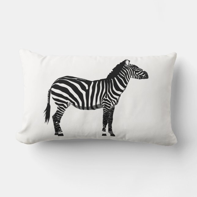 Zebra - Svarta och vita Lumbarkudde (Framsida)
