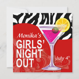 Zebra Svop Girls Night Out Cocktail Party Inbjudningar