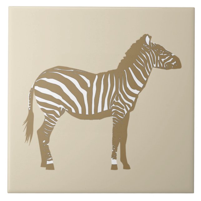 Zebra - Taupe Tan and White Kakelplatta (Framsidan)