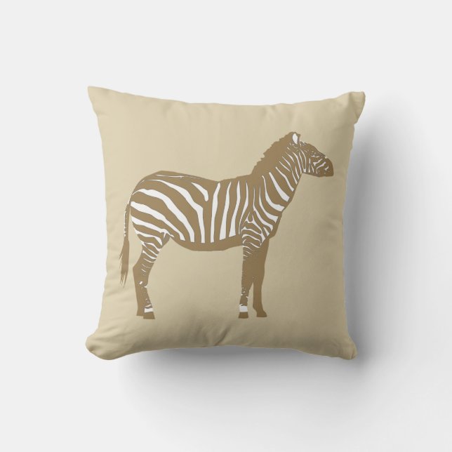 Zebra - Taupe Tan and White Kudde (Framsida)