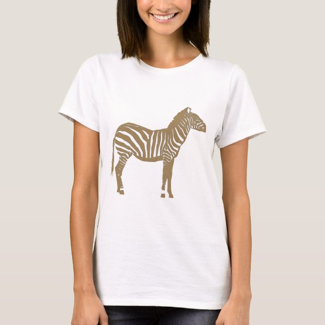 Zebra - Taupe Tan and White T-shirt (Framsida)