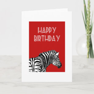 Zebra teckning, Grattis på födelsedagen. Kort