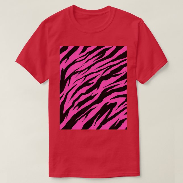 Zebra Tiger Print Pink Graphic T Shirt (Design framsida)