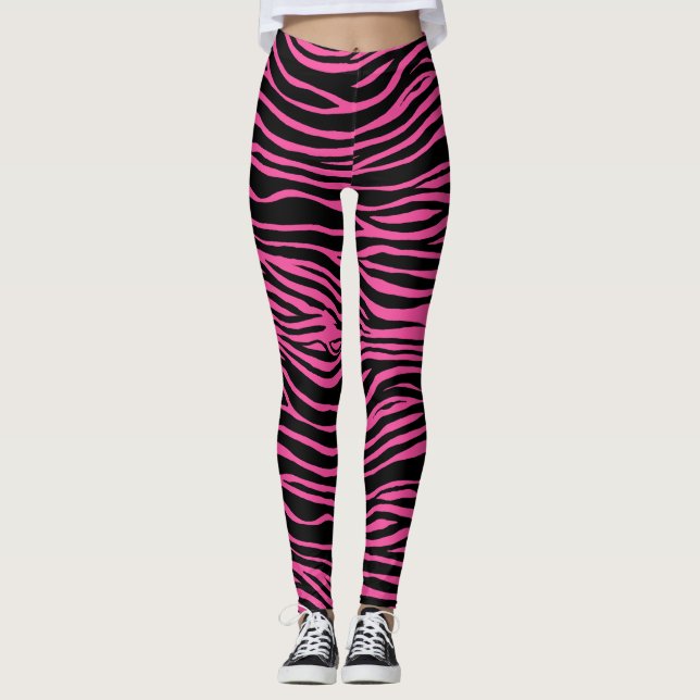 Zebra, Tiger Rand Kundvänlig bakgrund Färg Leggings (Framsida)