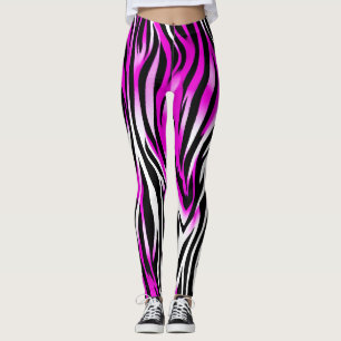 Zebra Tiger Rand Rosa Vild Animalisk hud mönster Leggings