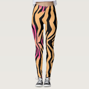 Zebra Tiger Rand Rosa Vild Animalisk hud mönster Leggings
