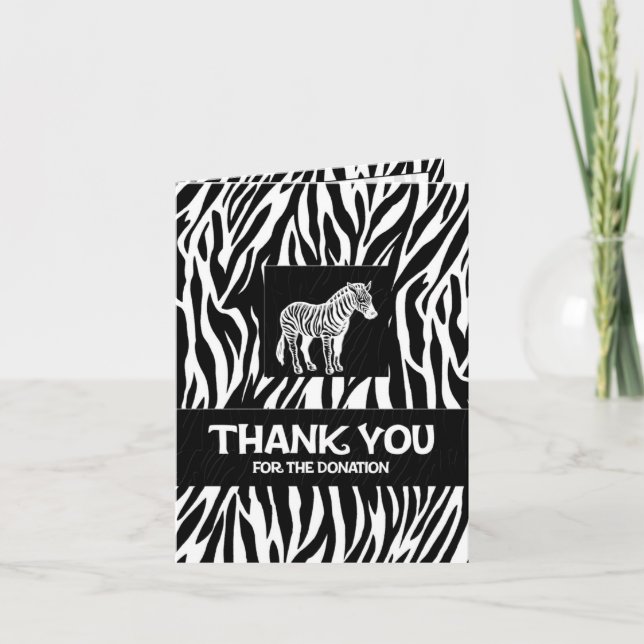 Zebra tryck 4"" tack Notecard för donation x5.6 (Framsida)