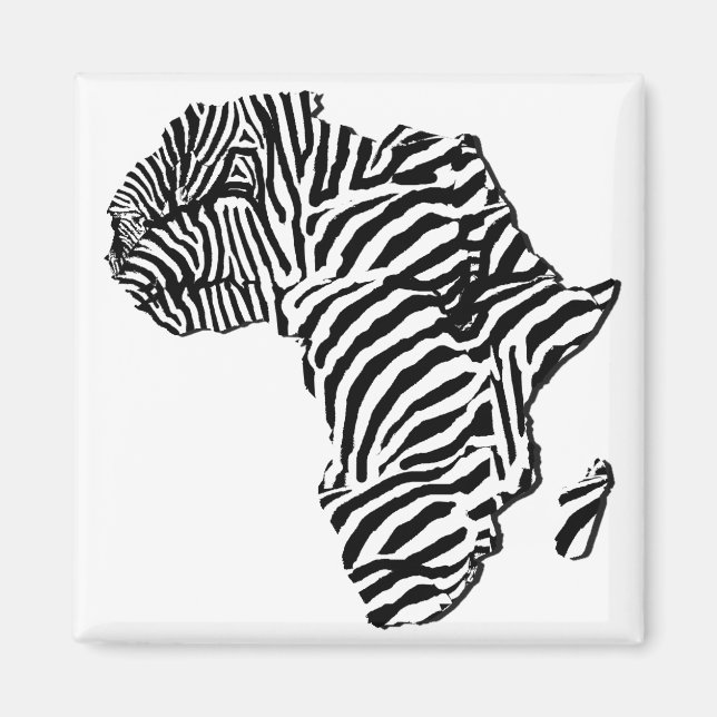 Zebra tryck African Safari Afrika Karta Magnet (Framsidan)