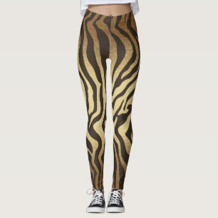 Zebra tryck Animal Skins Guld Ombre Leggings