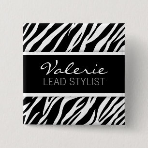 Zebra tryck (Anpassningsbar) Hair Salon Namn Badge Knapp