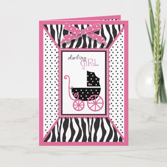 Zebra tryck- & barnvagnbaby shower inbjudan (Framsida)