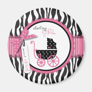 Zebra tryck- & barnvagnbaby shower magnet