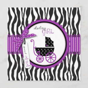 Zebra tryck- & barnvagnbaby showerinbjudan inbjudningar