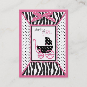 Zebra tryck- & barnvagnbaby showerpåminnelse visitkort