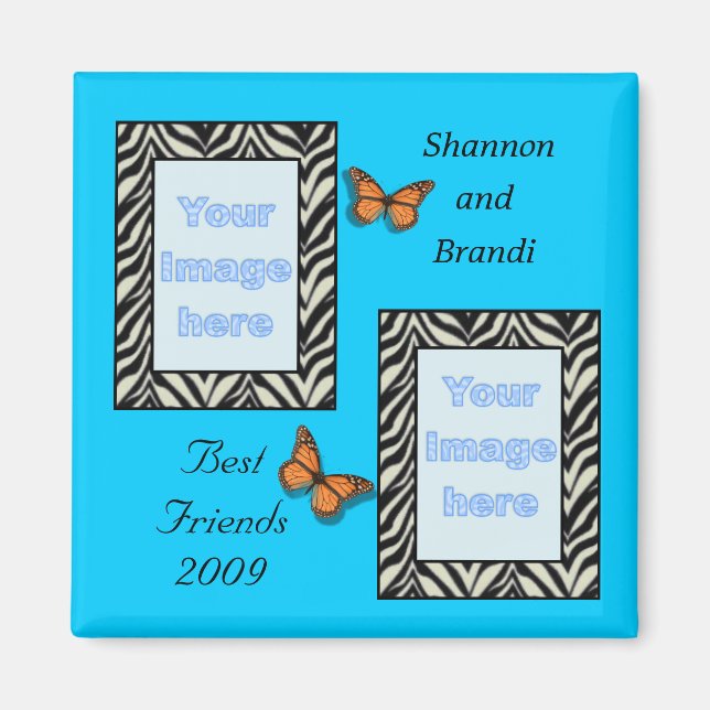 Zebra tryck Best Friends Photo Magnet (Framsidan)