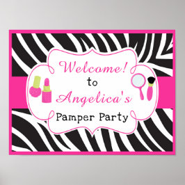 Zebra tryck Birthday Pamper Party Poster