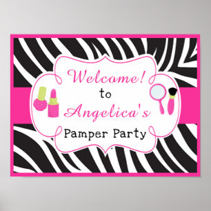 Zebra tryck Birthday Pamper Party Poster