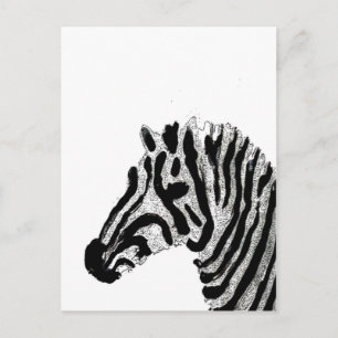 Zebra tryck Black and White Rand Vykort