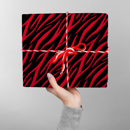Zebra tryck Black Red Cute Modern Julafton Mönster Presentpapper
