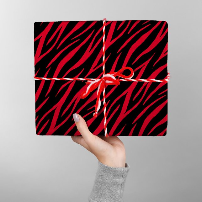 Zebra tryck Black Red Cute Modern Julafton Mönster Presentpapper (Skapare uppladdad)