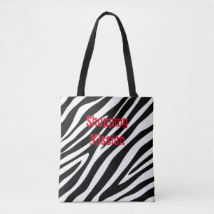 Zebra tryck Black & White Tote Bag Tygkasse