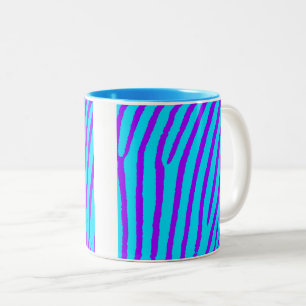 Zebra tryck (blått och Lila) Två-Tonad Mugg
