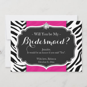 Zebra tryck blir min Bridesmaid Inbjudningar