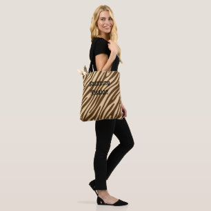 Zebra tryck Brown Tote Bag Tygkasse