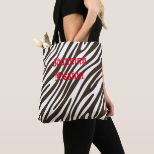 Zebra tryck Brown & White Tote Bag Tygkasse
