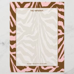 Zebra tryck, choklad + rosa brevhuvud