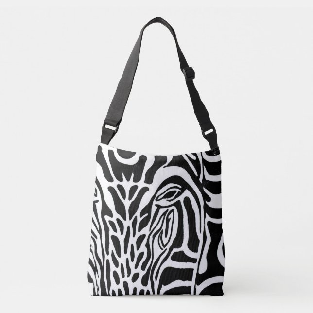 Zebra tryck - Crossbody Tote Bag Axelväska (Framsida)