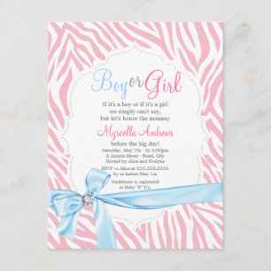 Zebra tryck & Diamond Girl eller Boy Baby Shower Inbjudningar