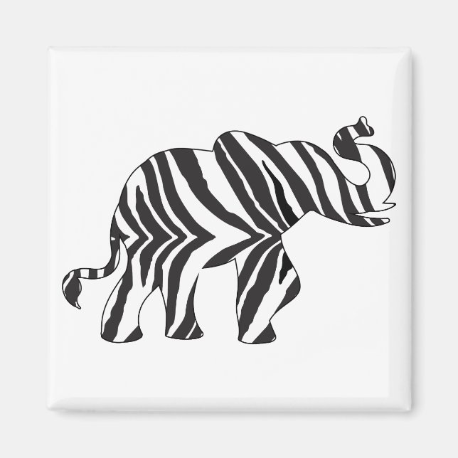 Zebra tryck Elephant Magnet (Framsidan)