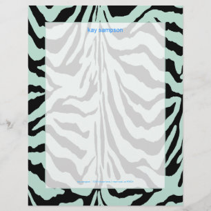 Zebra tryck, färger baby blue + svart brevhuvud